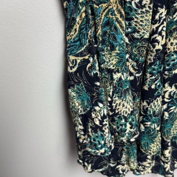 Free People Lady Luck tunic top dress size Medium M women’s blue paisleys - Picture 4 of 8